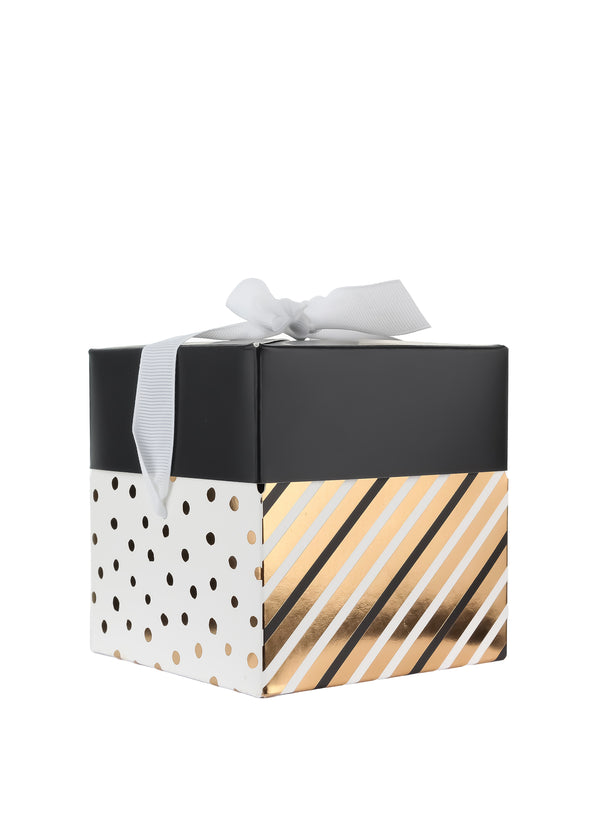 Cadeaubox Dots & Stripes Met Witte Lint