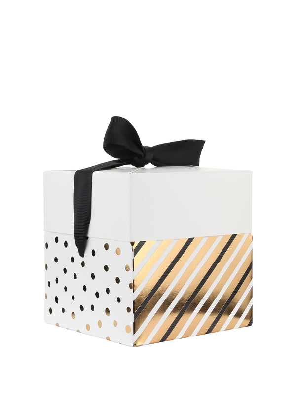 Cadeaubox Dots & Stripes Met Zwarte Lint