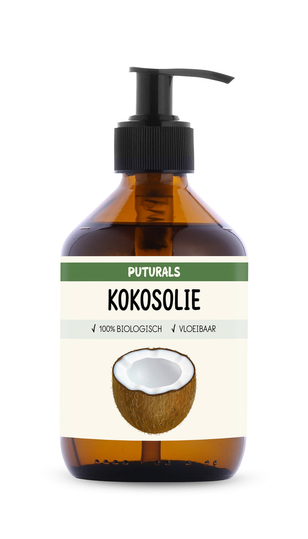 Kokosolie Vloeibaar 100% Biologisch & Koudgeperst - 300ml - Voorkant