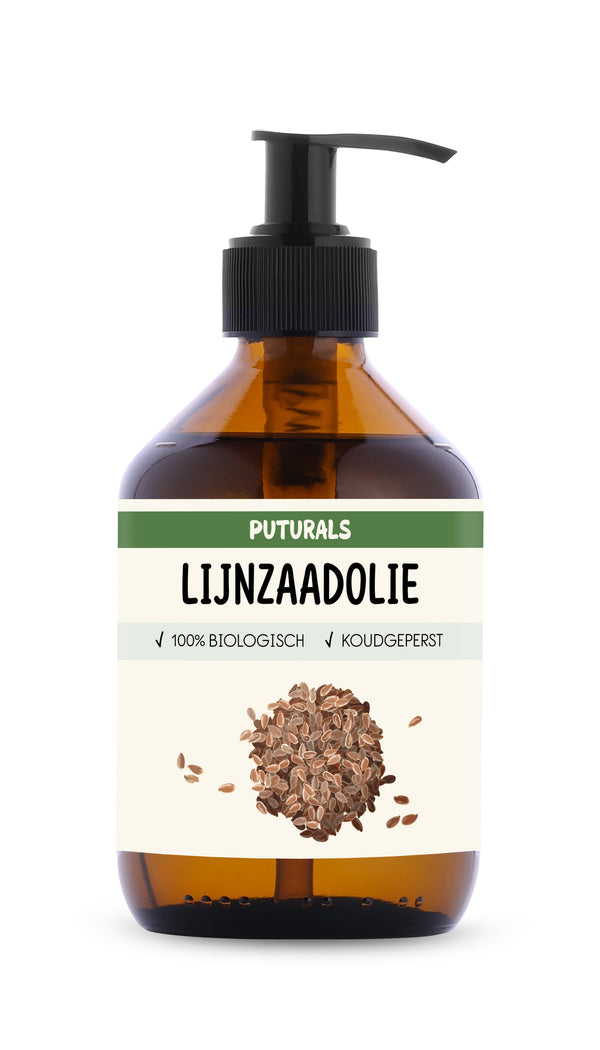 Lijnzaadolie 100% Biologisch & Koudgeperst - Voorkant - 300ml