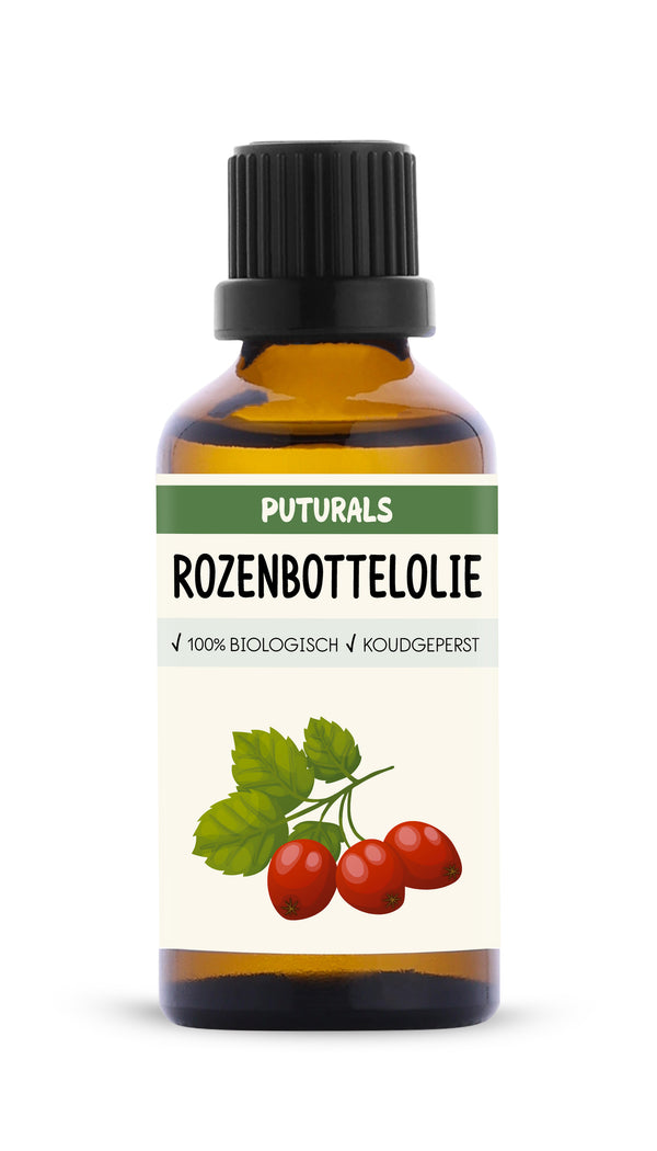 Rozenbottelolie 100% Biologisch & Koudgeperst - Voorkant - 50ml