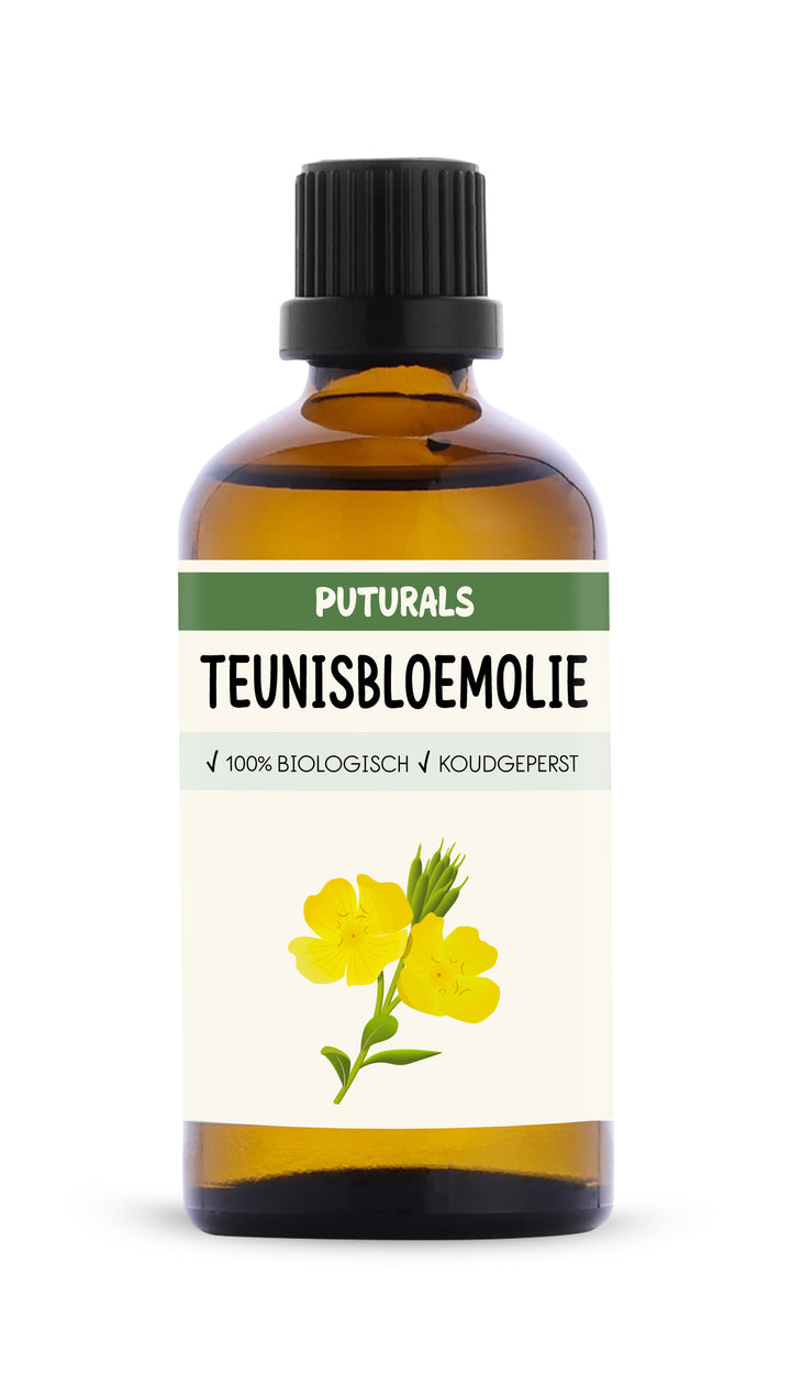 Teunisbloemolie 100% Biologisch & Koudgeperst - Voorkant - 100ml