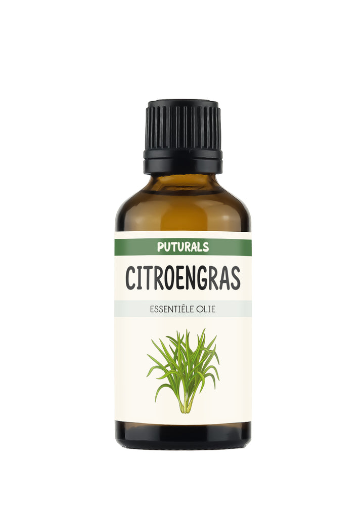 Citroengras Etherische Olie 100% Biologisch & Puur - 50ml - Voorkant